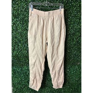 FAHERTY TAN LINEN AND TENCEL STRAIGHT LEG PANTS SZ LARGE